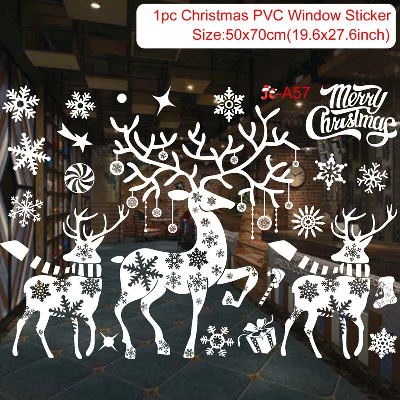 Christmas Wall Window Stickers Marry Christmas Decoration for Home 2024 Christmas Ornaments Xmas Navidad Gift New Year 2025