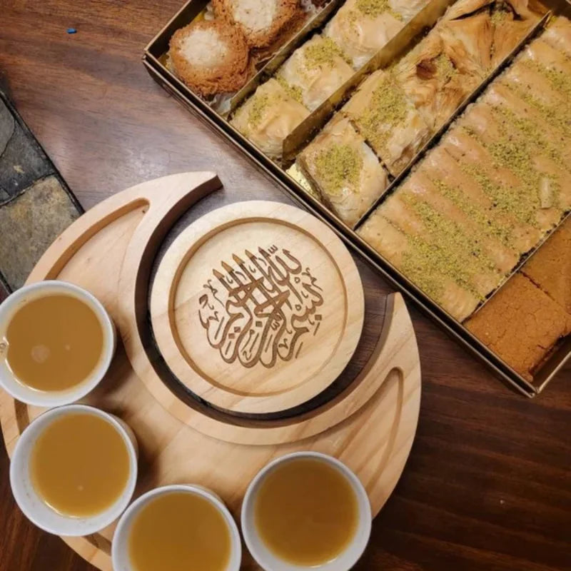 2025 1set Ramadan Serving Tray Eid Tray Ramadan Home Room Kitchen Decoration Gifts for Family Mubarak Kareem Favor Item Supplies