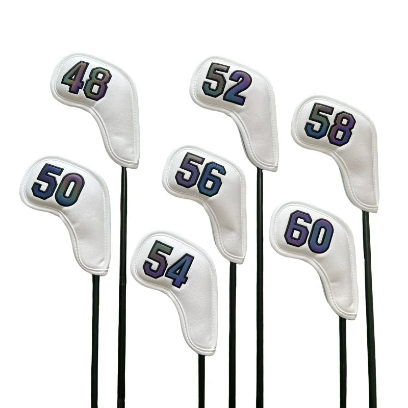 Golf Iron Club Head Cover Headcovers for Sand Wedges Big Number Long Neck Black/White Pu Leather 48 50 52 54 56 58 60 Degree