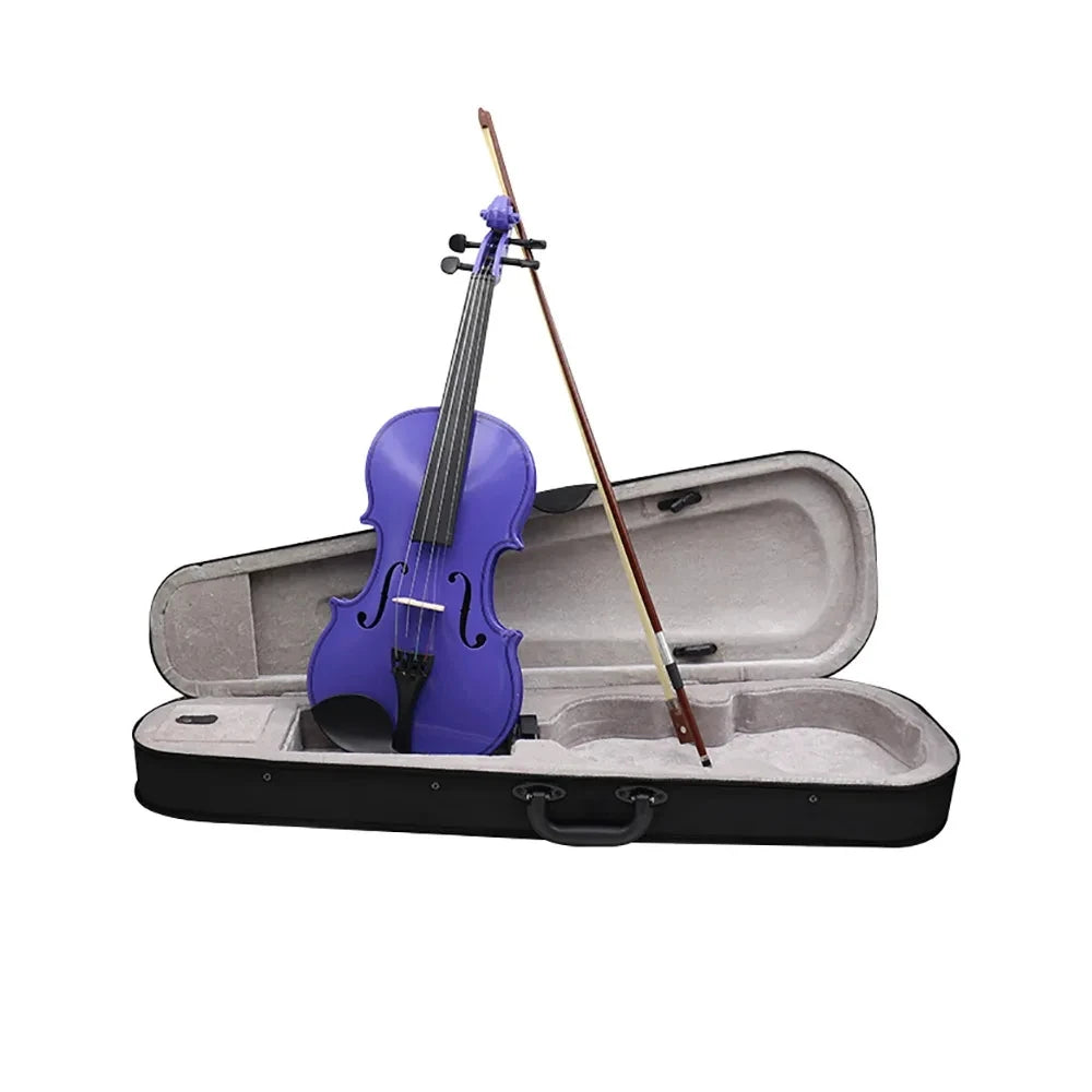 Purple 4/4 Violin Beginners Professionals Acoustic Violin Stringed Instrument Fiddle Set With Case Bow Accessories