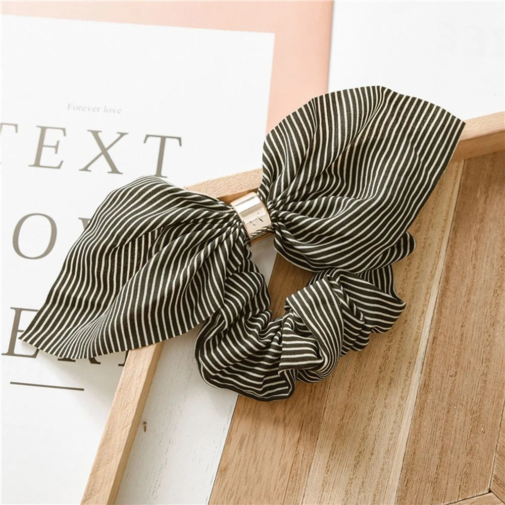 Fashion Bowknot Ponytail Holder Elastic Hair Bands for Girls Flower Printing Hair Accessories Women Hairband Ribbon Headwear