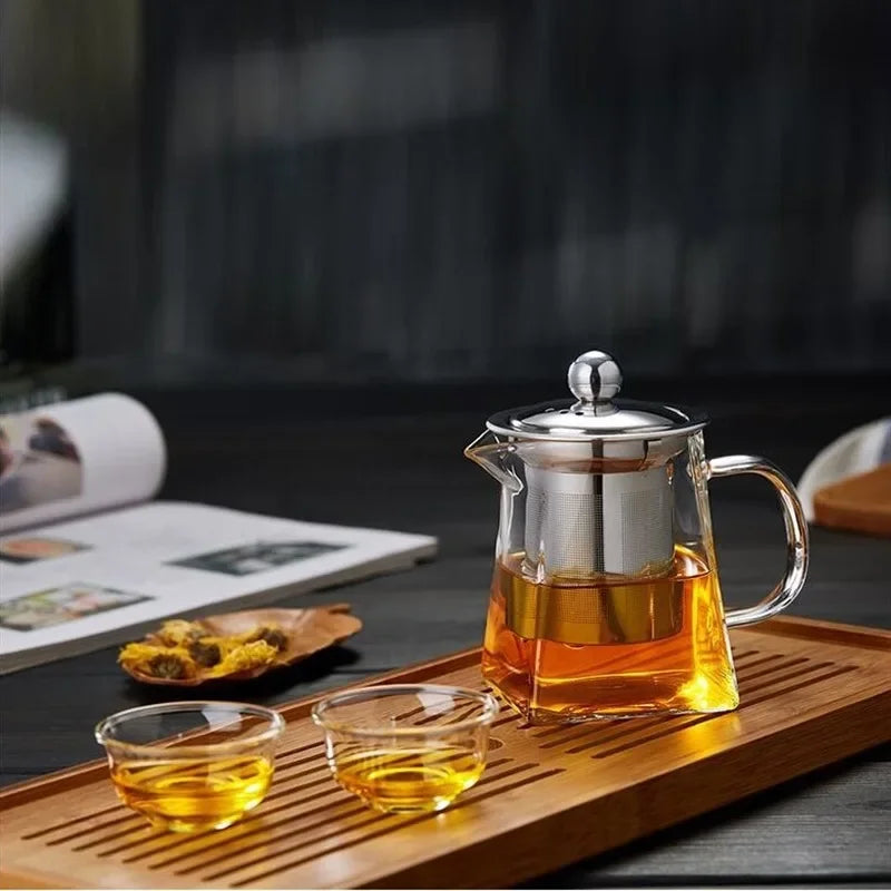 Glass Teapot With Infuser Tea Set Kettle Maker Infusers Jug Teaware Kitchen Dining Bar Home Tea Kit Glass Teapot Samovar