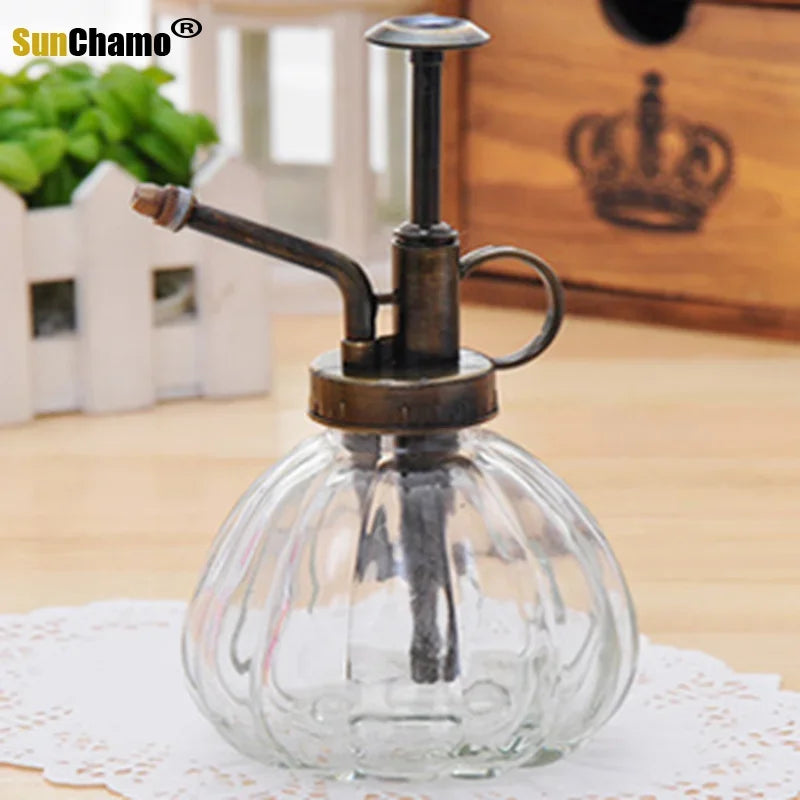 Gardening Plant Watering Cans Retro Antique Copper Kettle Small Watering Can Pumpkin Glass Gardening Water Cans Garden Supply