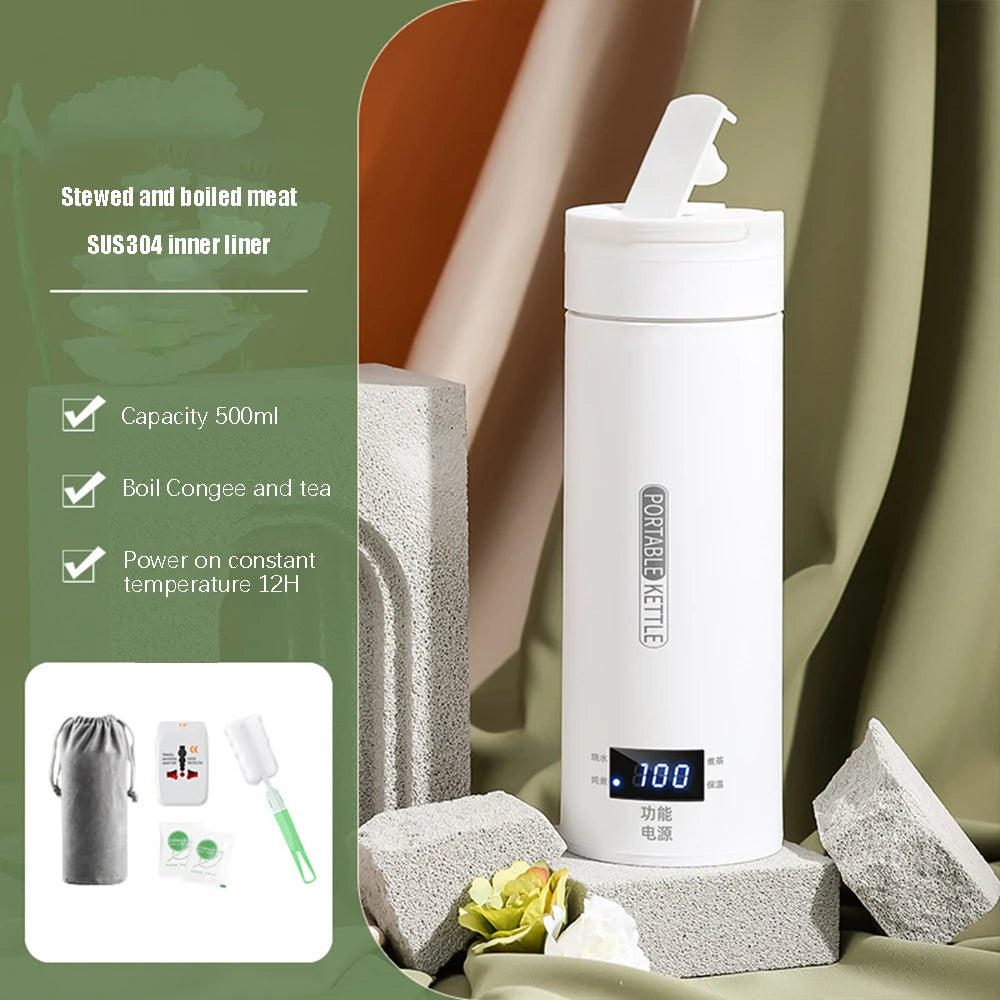 Portable Electric Kettles Tea Coffee Kettle Mini Travel Boil Water Stewable Keep Warm Appliances Thermo Anti-Scald Bottle