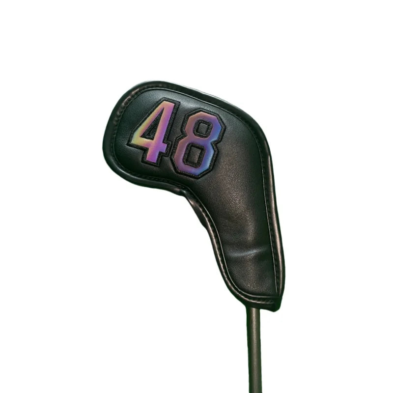 Golf Iron Club Head Cover Headcovers for Sand Wedges Big Number Long Neck Black/White Pu Leather 48 50 52 54 56 58 60 Degree