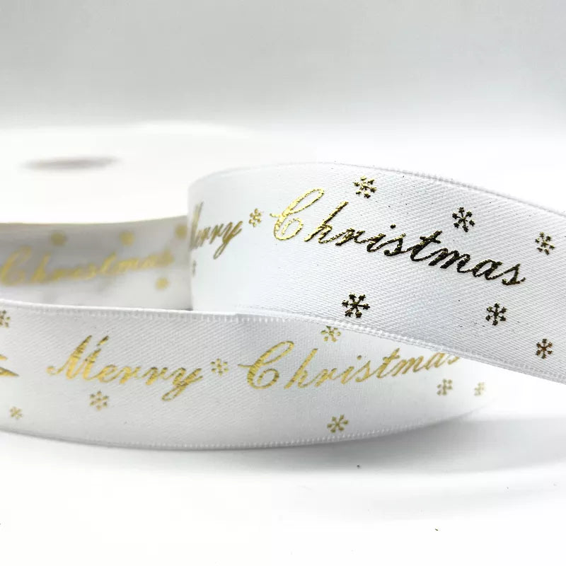5yards 10mm 15mm 25mm Christmas Ribbon Printed Christmas Polyester Ribbon for Handmade Design Christmas Decoration Gift Packing