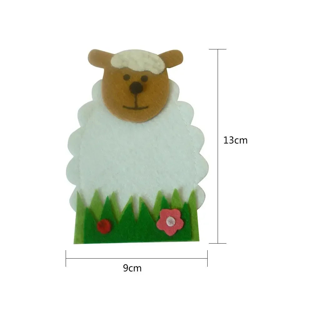 4Pcs/Set Easter Knife Fork Bags Non-Woven Cartoon Sheep Easter Rabbit Cutlery Holder Bag Tableware Organizer Easter Decorations