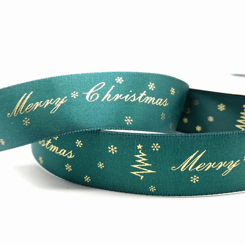10mm 15mm 25mm Christmas 5yards Ribbon Printed Merry Christmas Ribbon for Handmade Design Christmas Decoration Gift Packing