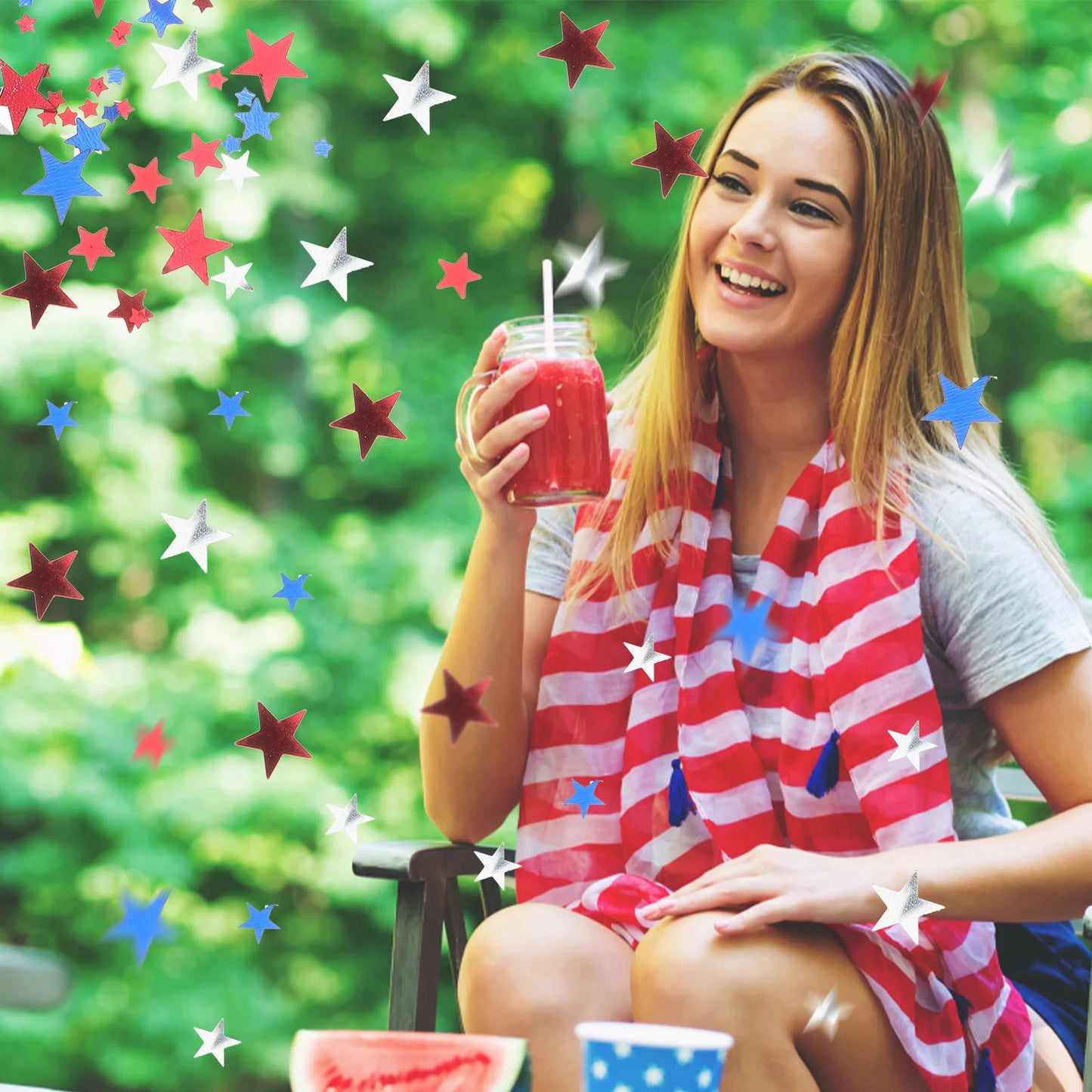 Independence Day Confetti Tabletop Decor for 4th of July Star Happy Birthday Decorations Decorative Glitter Party Ornament