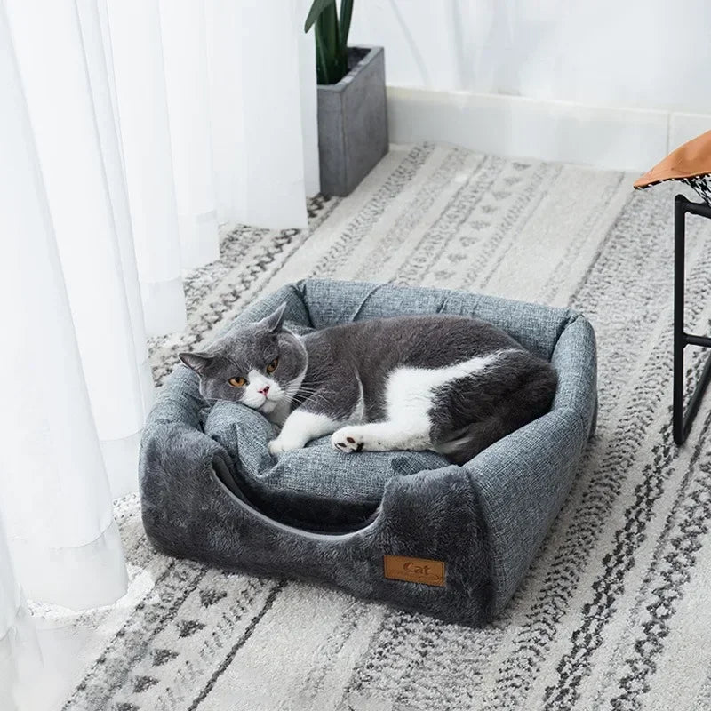 New Triangle Cat Nest Closed Cats House Pet Nest Warm and Thickened Deep Sleep Dog Nest Pet Supplies Closed Cat Tents Cat Bed