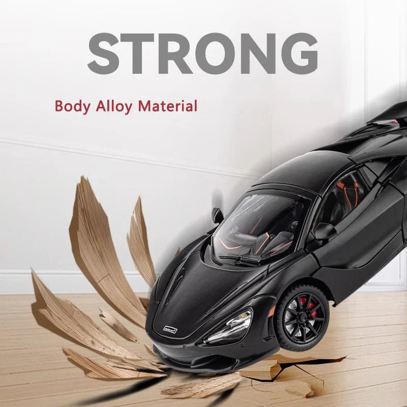 1:24 Simulated 720S Alloy Car Model Sound and Light Pull-Back Toy Car Metal Convertible Sports Car Boy Collection Ornaments Gift