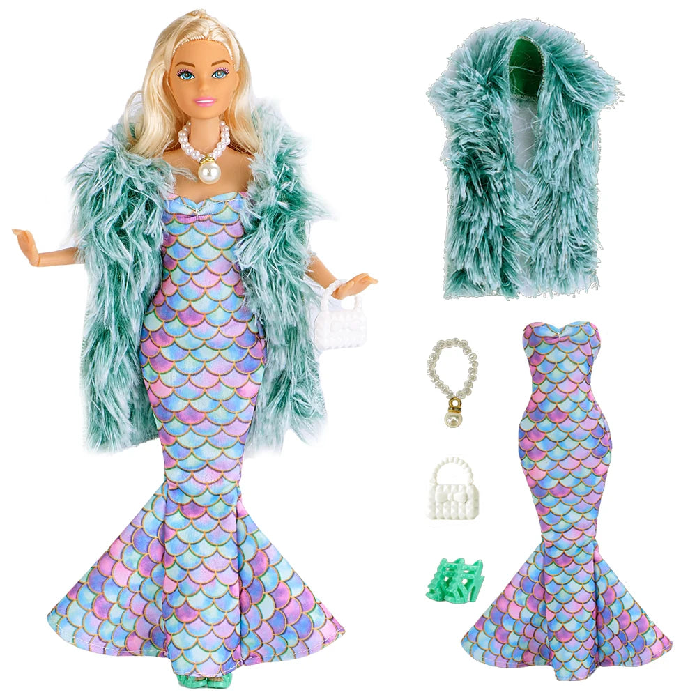NK Pop Doll Clothes Mermaid Dress Fishtail Skirt Clothing for Barbie Clothes Doll Accessories Toy Gift JJ