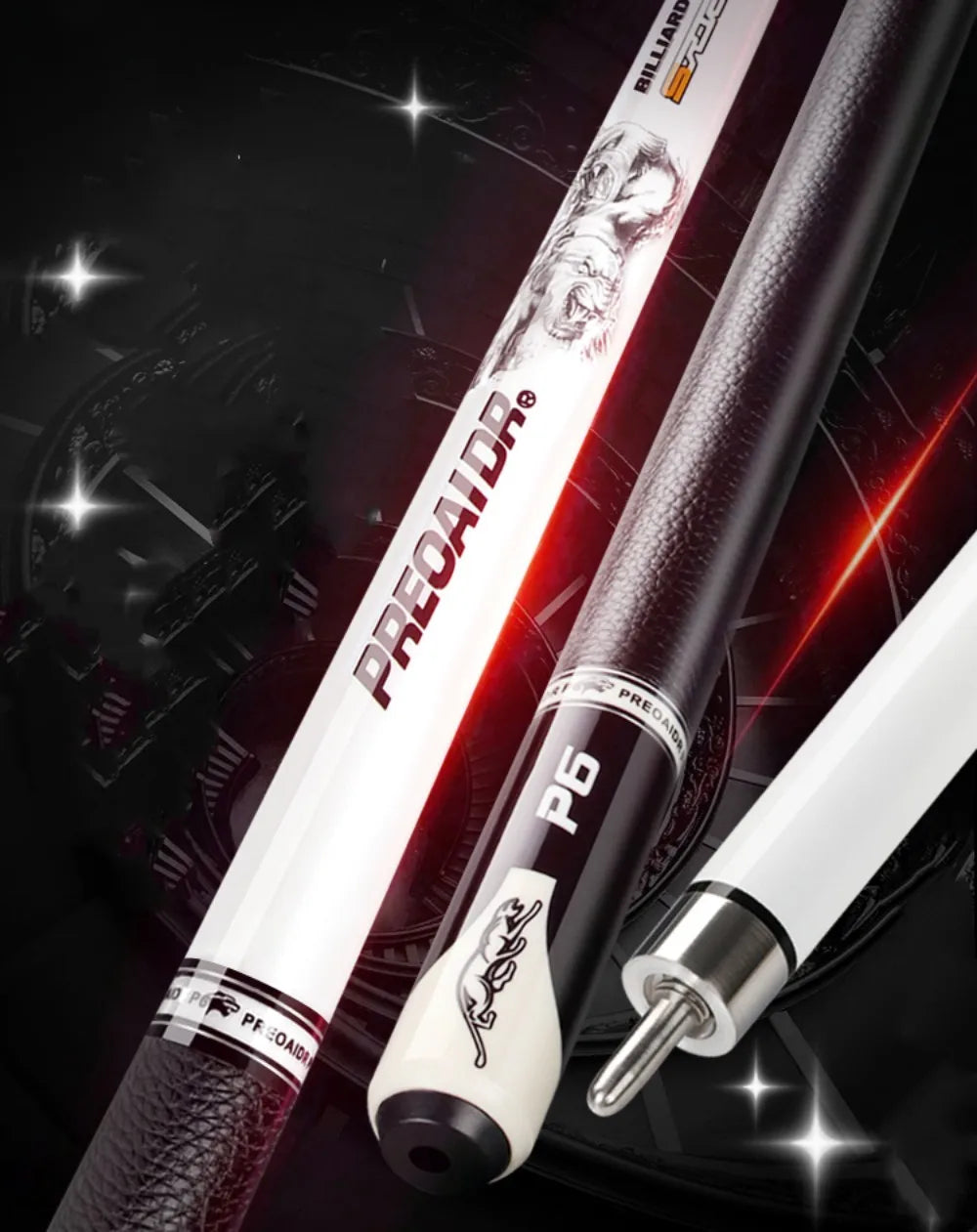 PREOAIDR 58" P6 Canadian Maple Billiards Pool Cue Stick 10.5/11.5/13mm + Extender