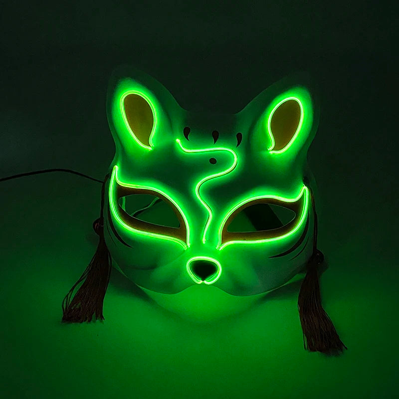 Halloween 10 Colors LED Neon El Wire Mask Cosplay Luminous Fox Mask Dance Party Dress Accessories