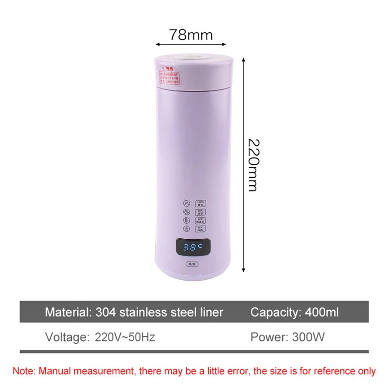Thermal Insulation Electric Kettle Temperature Control Smart Hot Water Heating Bottle Coffee Boiler Travel Portable Tea Pot Cup