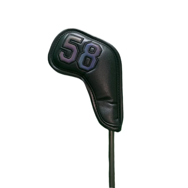 Golf Iron Club Head Cover Headcovers for Sand Wedges Big Number Long Neck Black/White Pu Leather 48 50 52 54 56 58 60 Degree