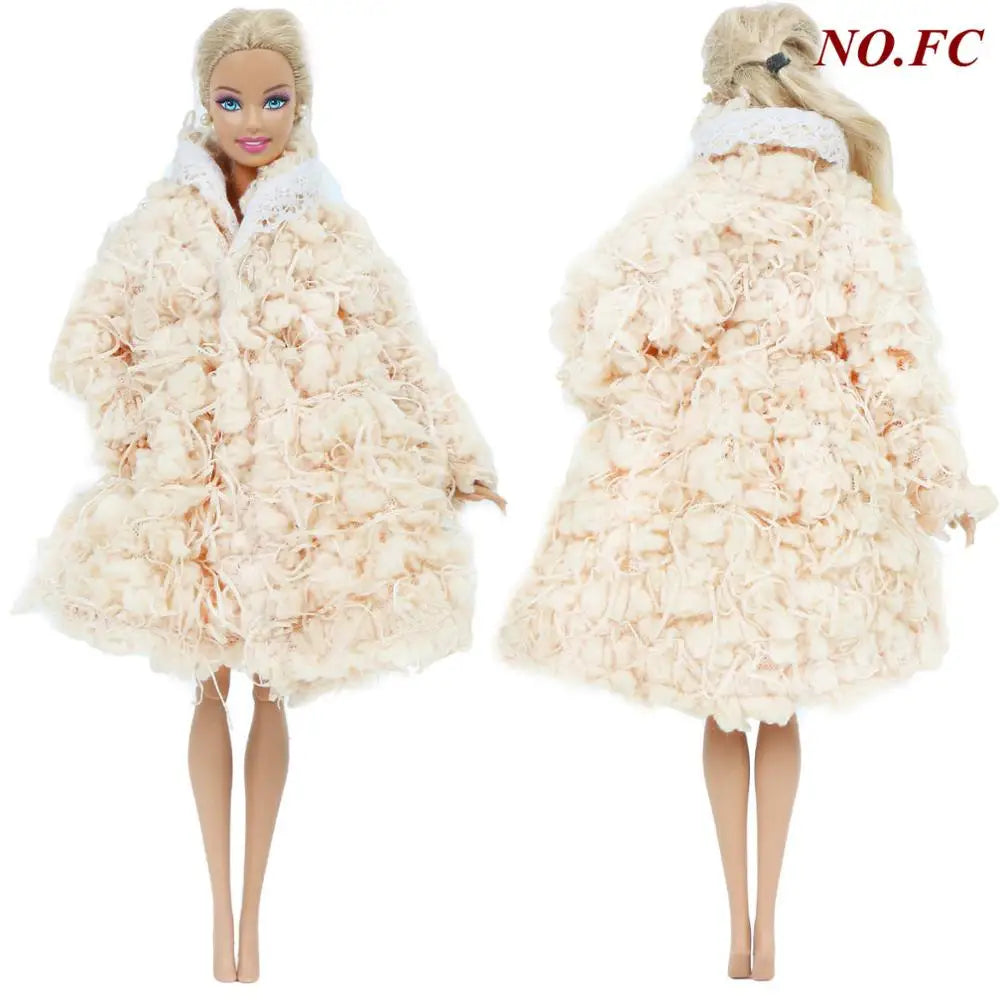 1 Pcs Handmade High Quality Doll Coat Dress Fur Clothes for Barbie Doll Winter Wear Leopard Outfit Doll Accessories Kids Toys