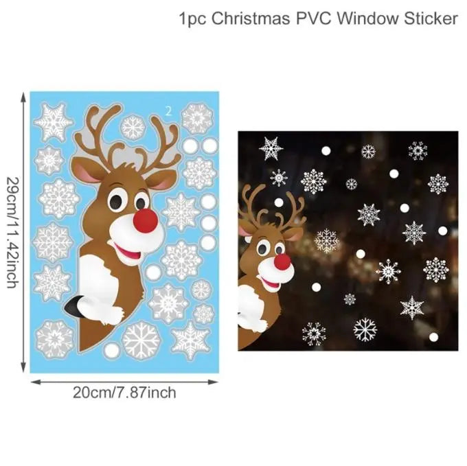 Christmas Wall Window Stickers Marry Christmas Decoration for Home 2024 Christmas Ornaments Xmas Navidad Gift New Year 2025