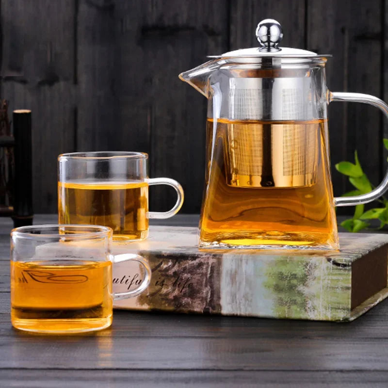 Glass Teapot With Infuser Tea Set Kettle Maker Infusers Jug Teaware Kitchen Dining Bar Home Tea Kit Glass Teapot Samovar