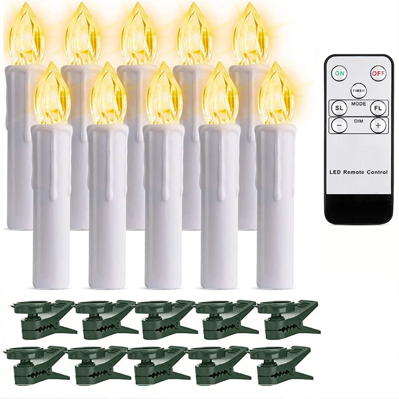 10/20/30/40pcs Candle Light Timer Remote Home Decor Artificial Flameless Led Candle Lamps Waterproof Christmas Candles Wholesale