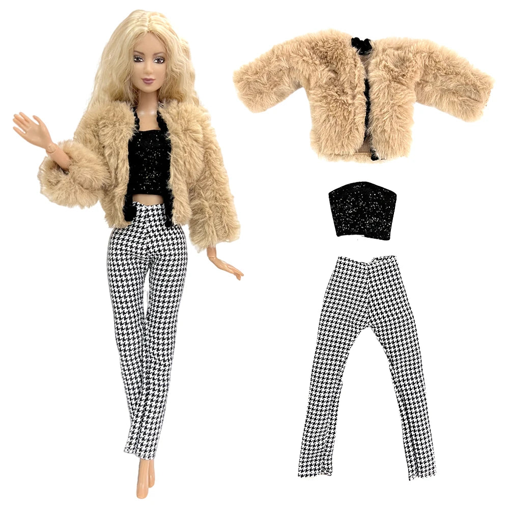 NK Official Mix Style Clothing Fashion Clothing Soft Fur Coat Doll Dress Casual Wear Clothes for Barbie Doll Accessories JJ