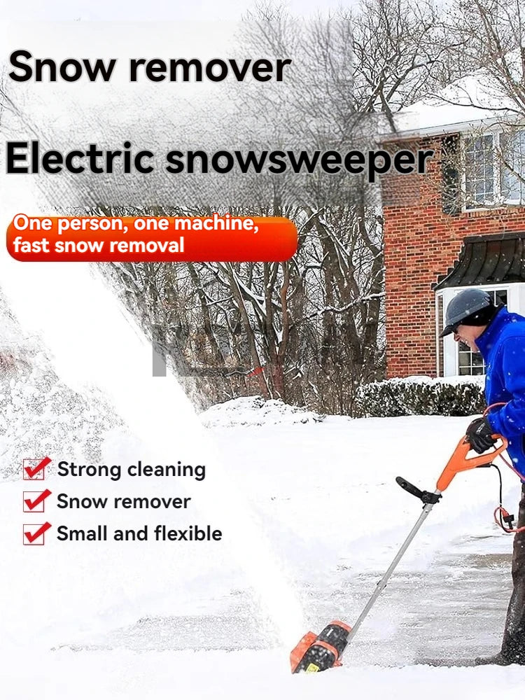 Snow Removal Machine Electric Snow Plow Hand-Pushed Snow Blower Small Snow Clearing Equipment for Road Snow Shoveling