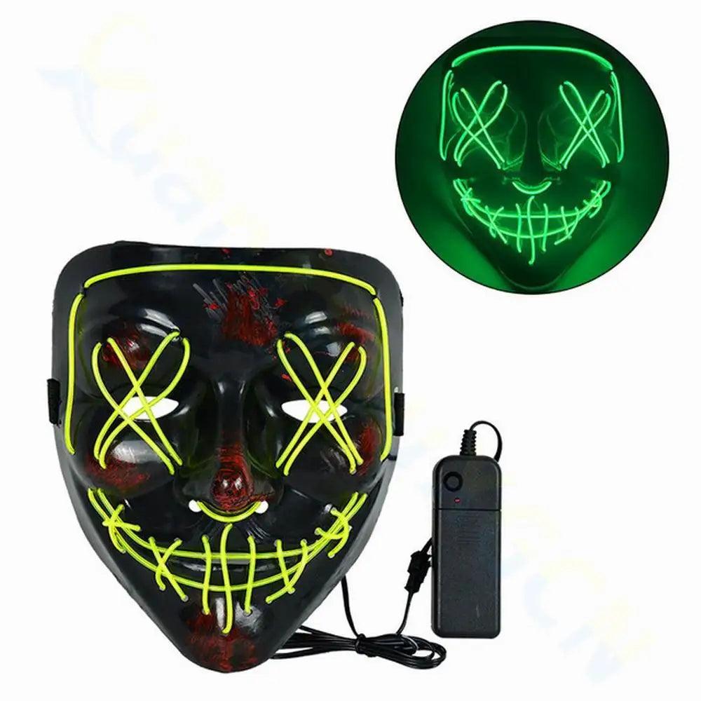Cosmask Halloween Neon Mask Led Mask Masque Masquerade Party Masks Light Glow in the Dark Funny Masks Cosplay Costume Supplies