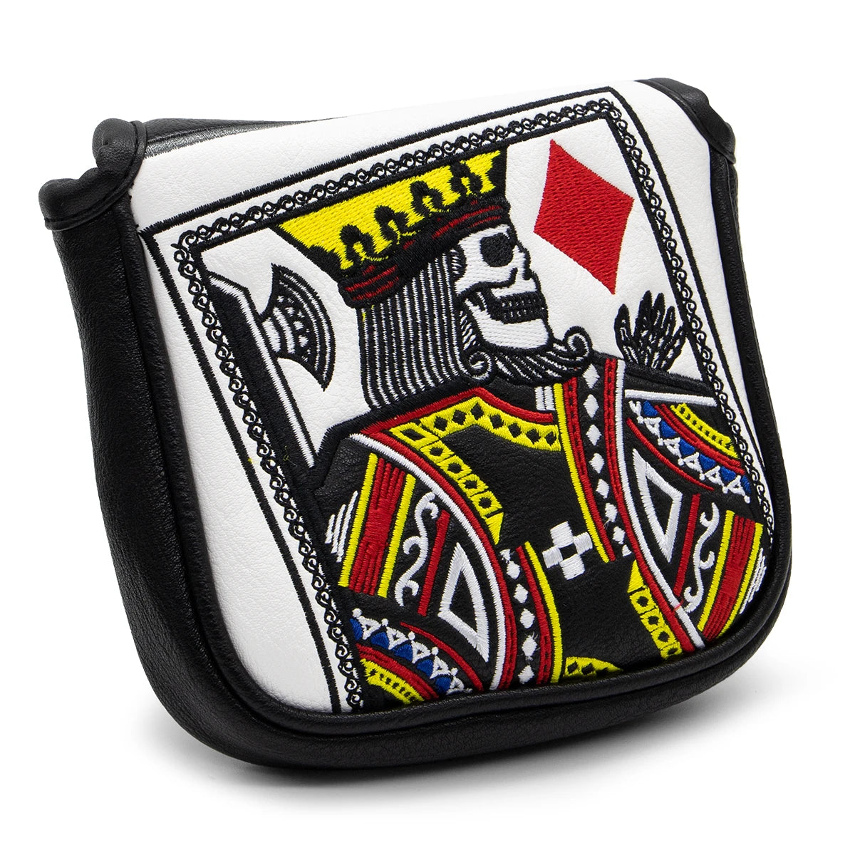 Lucky K High Qaulity Embroidery Golf Driver Fairway Hybrid Head Covers Black Premium Leather Wood Covers Blade Mallet Putter