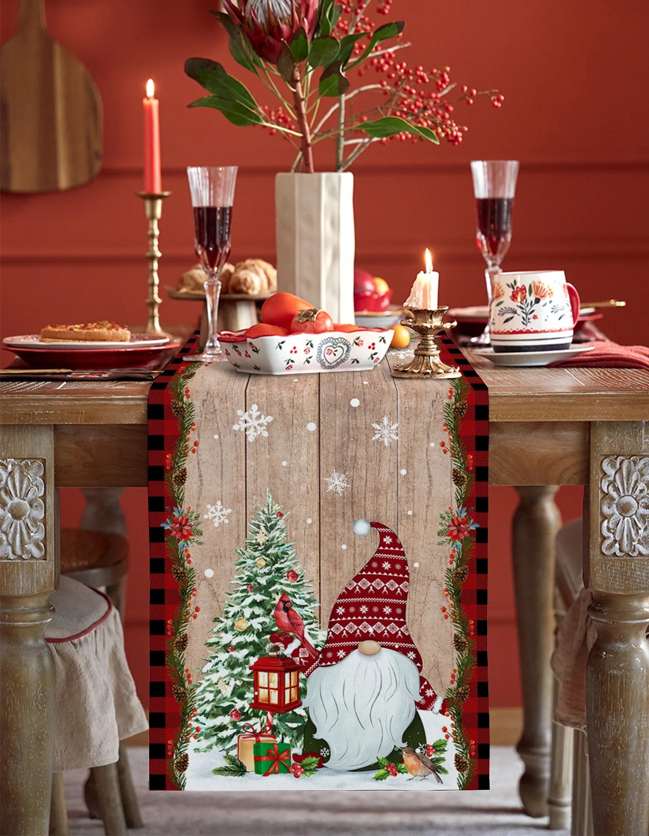 Christmas Christmas Tree Christmas Gnome Wedding Decorations Coffee Table Decor Tablecloth Table Kitchen Decorative Table Runner