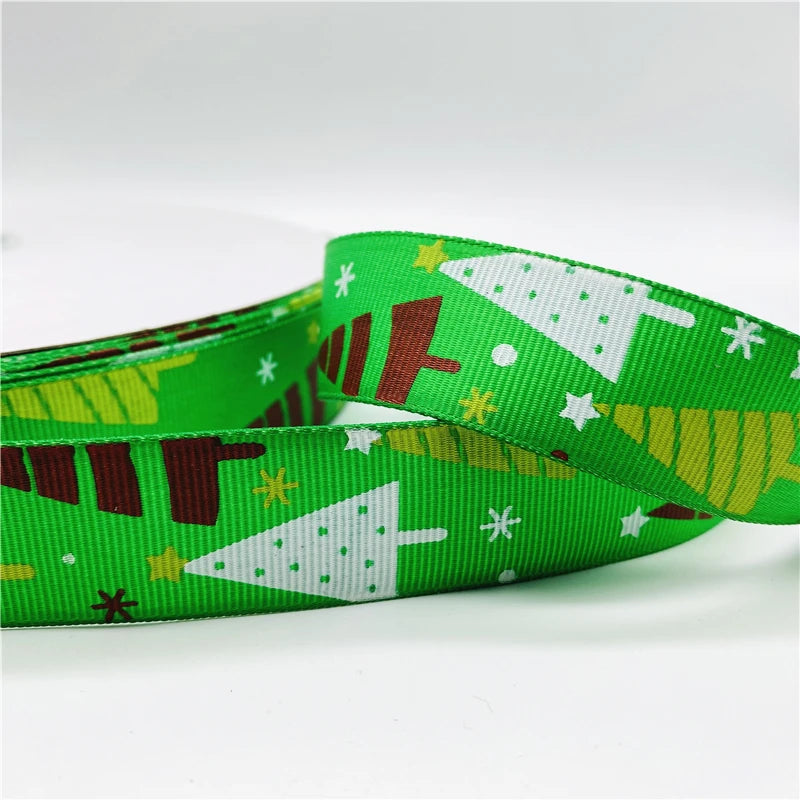 5yards/Lot 25mm Christmas Decor Grosgrain Ribbon Printed Christmas Ribbon for Handmade Design Christmas Decoration Sewing Fabric