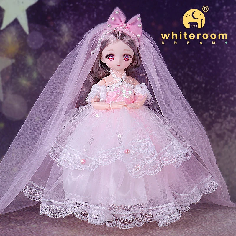 1/6 Bjd Doll Wedding Dress Anime Action Figures Full Set Spherical Jointed Doll for Children's Toys Girl Cosplay Free Shipping