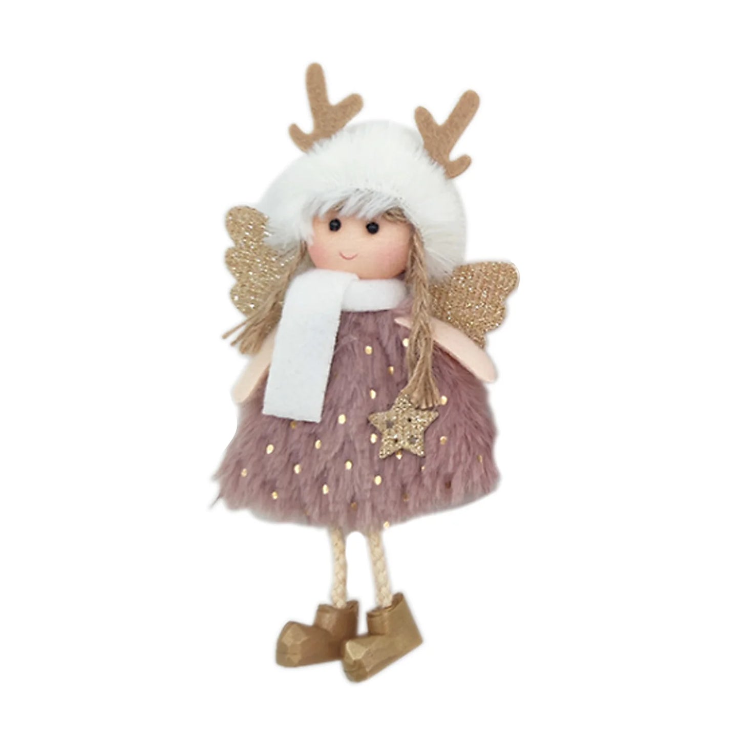 Christmas Tree Decoration Gift Charm Decorations Charms Pendants Angel Light Weight Cute Plush Angel 8X16cm Home Xmas Navidad