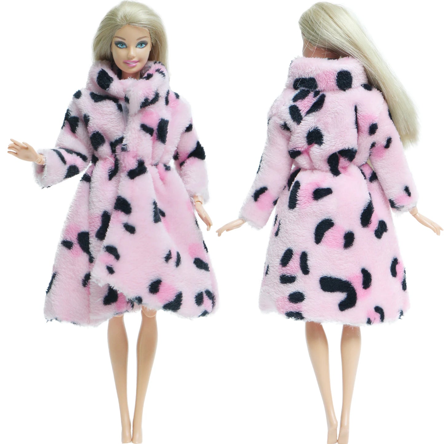 1 Pcs Handmade High Quality Doll Coat Dress Fur Clothes for Barbie Doll Winter Wear Leopard Outfit Doll Accessories Kids Toys