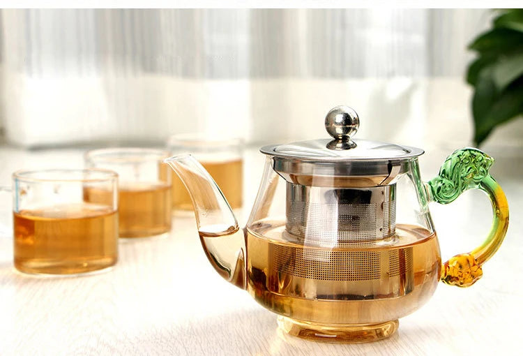350ml Handmade Teapot With Filter Heat Resistant Glass Tea Pot Infuser Stainless Steel Kettle Wholesale Tea Pots Drinkware