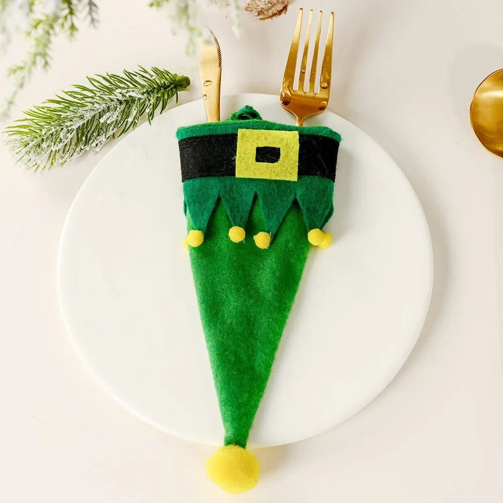 Christmas Cutlery Holders Christmas Knife Fork Tableware Bags Pocket Christmas Decoration 2024 New Year Dinner Table Ornament
