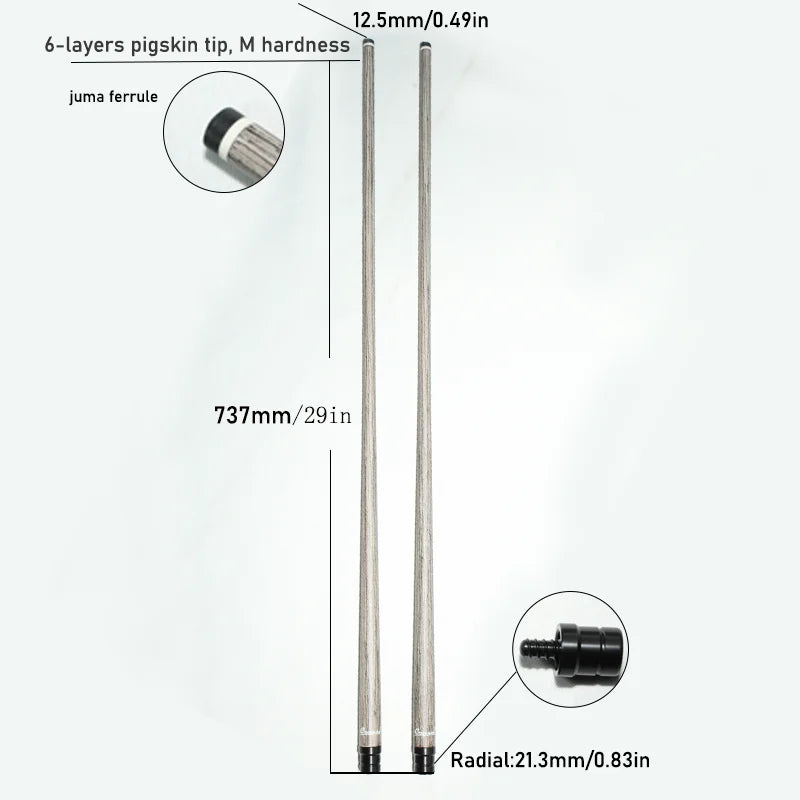 Single Shaft Carbon Fiber Billiard Pool Cue Stick,Radial Joint, Just Shaft of Pool Cue Stick, 12.5mm
