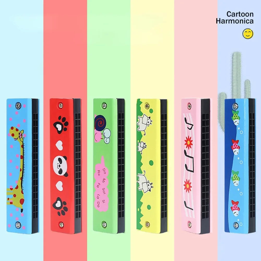 Wooden Harmonica Multicolored for Children 16 Holes Harmonica Mouth Organ Kids Music Instrument Educational Toy Gift