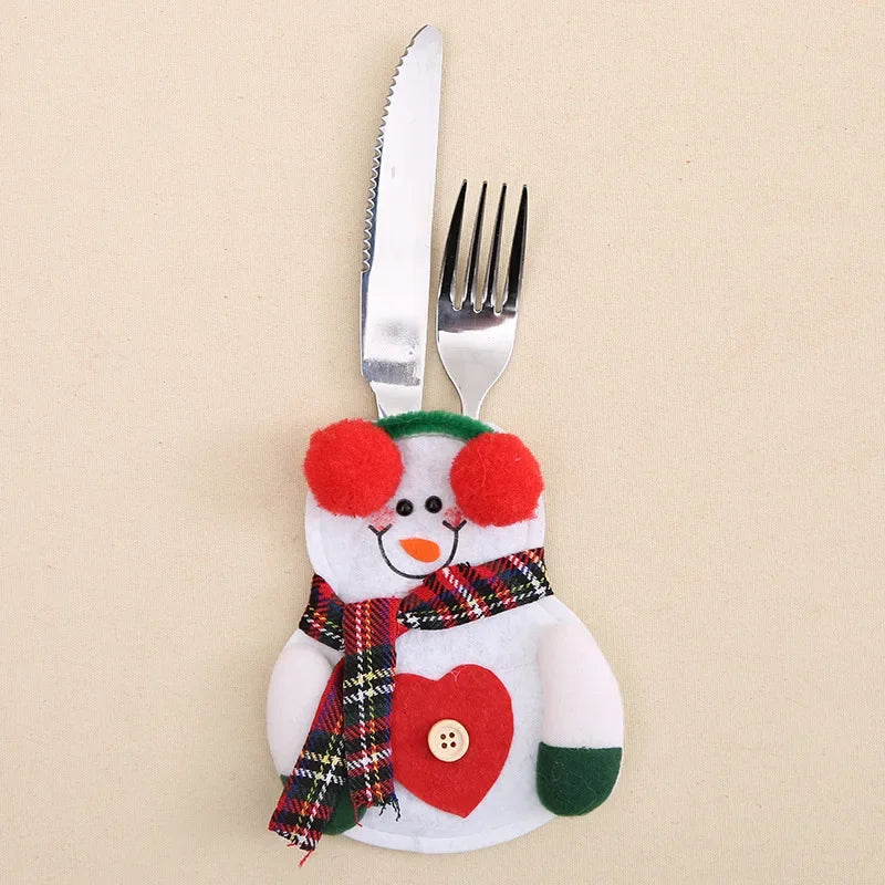 Christmas Cutlery Holders Christmas Knife Fork Tableware Bags Pocket Christmas Decoration 2024 New Year Dinner Table Ornament
