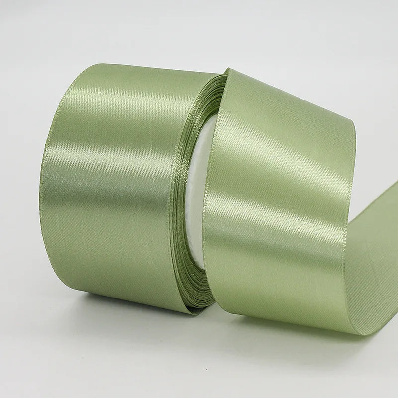 25yards/Roll Satin Ribbons Matcha Green 10/15/20/25/40/50mm for Wedding Christmas Home Decorate Handmade Gift Wrapping Supplies