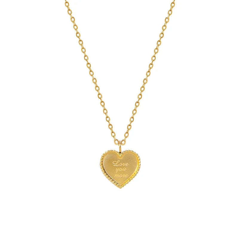 PVD 18 Gold Plated Heart Pendant Love You More Choker Necklace Stainless Steel Jewelry Valentine's Day Gift Necklace for Women