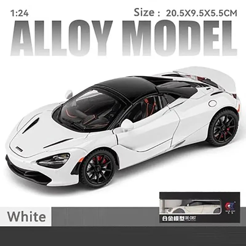 1:24 Simulated 720S Alloy Car Model Sound and Light Pull-Back Toy Car Metal Convertible Sports Car Boy Collection Ornaments Gift