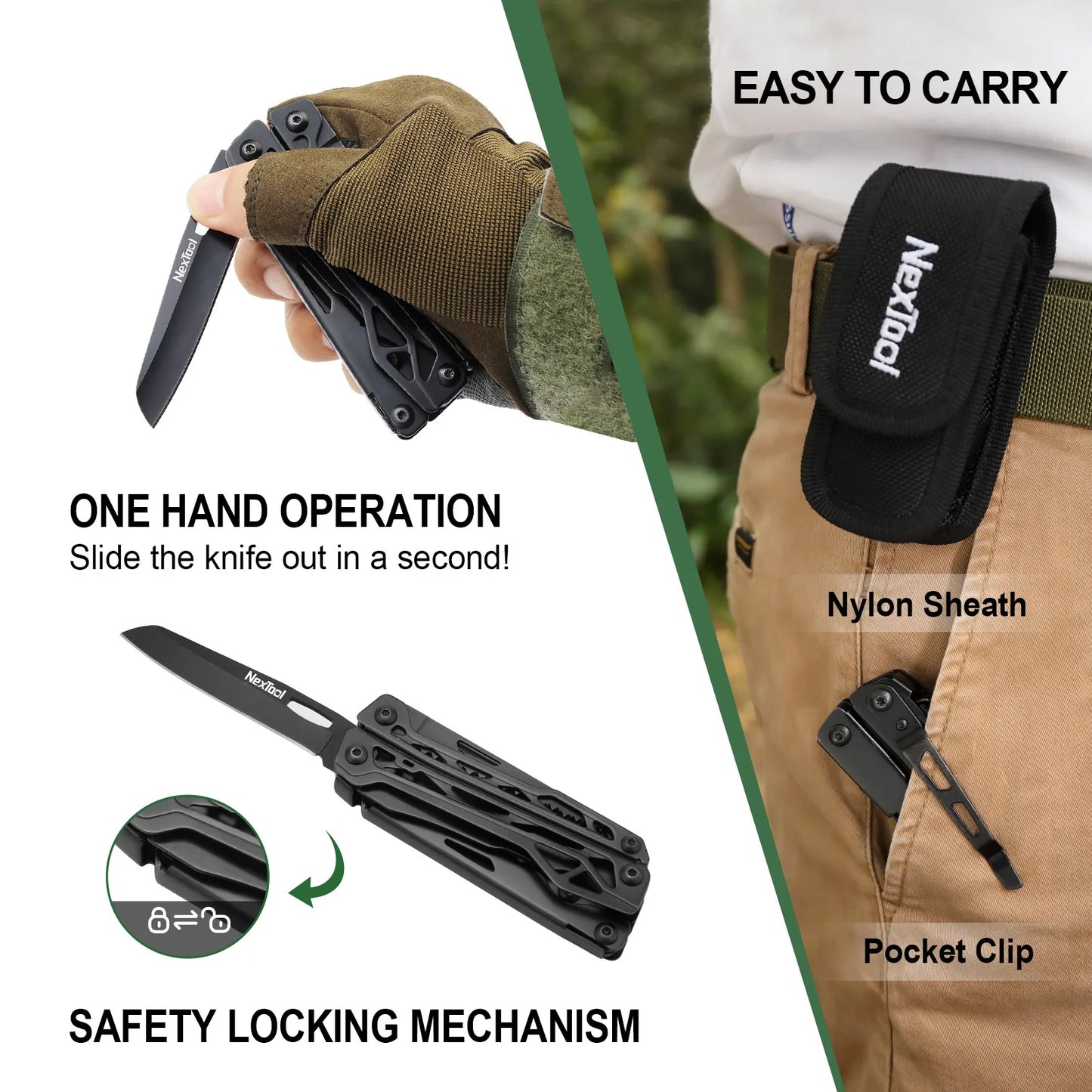 NexTool Black Knight 11-In-1 Multi-Function Tools Knife Outdoor Camping Survival Folding Pliers Scissors Hand Multitool Tool Kit