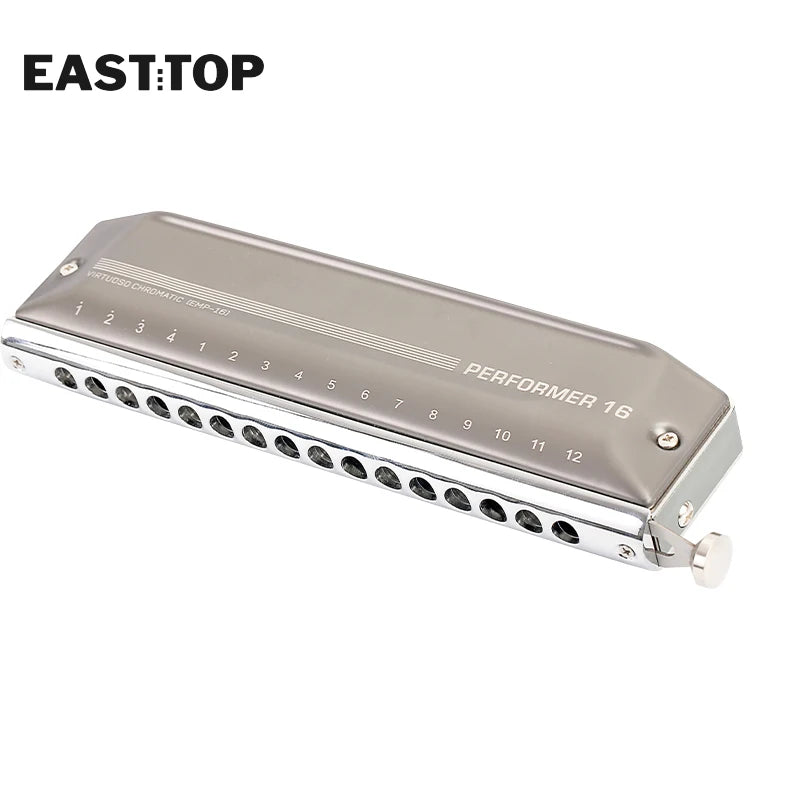 EASTTOP EMP-16 Upgrade Chromatic Harmonica 16 Hole 64 Tone Key of C Aluminum Comb Chromatic Mouth Organ Harmonica