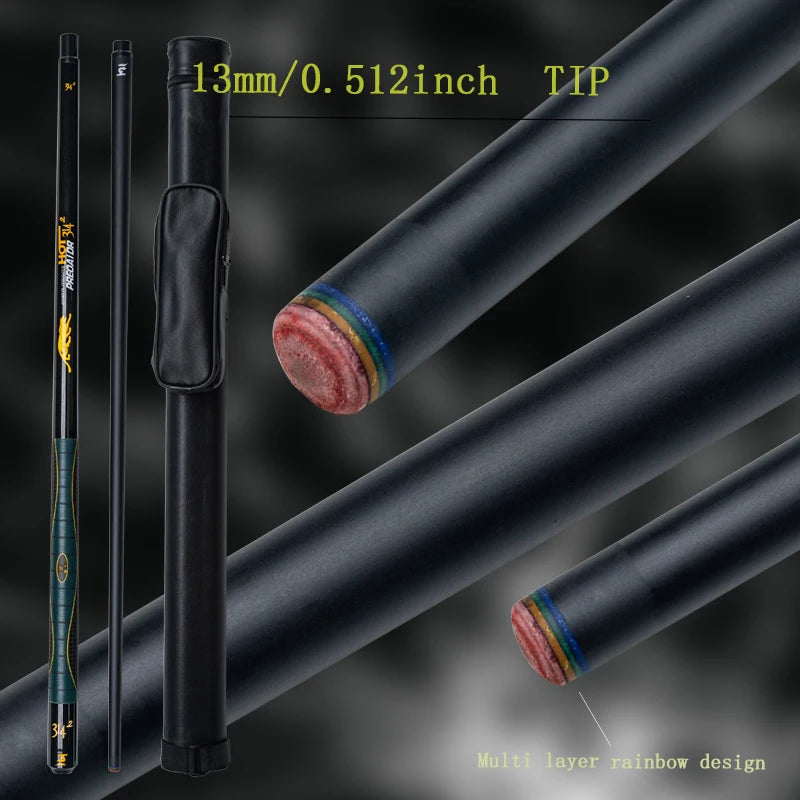Professional Carbon Billiard Cue Stick 13mm Tip Leather Shaft Leopard Pattern Design With Cue Case for 9 Ball and Carom Billiard
