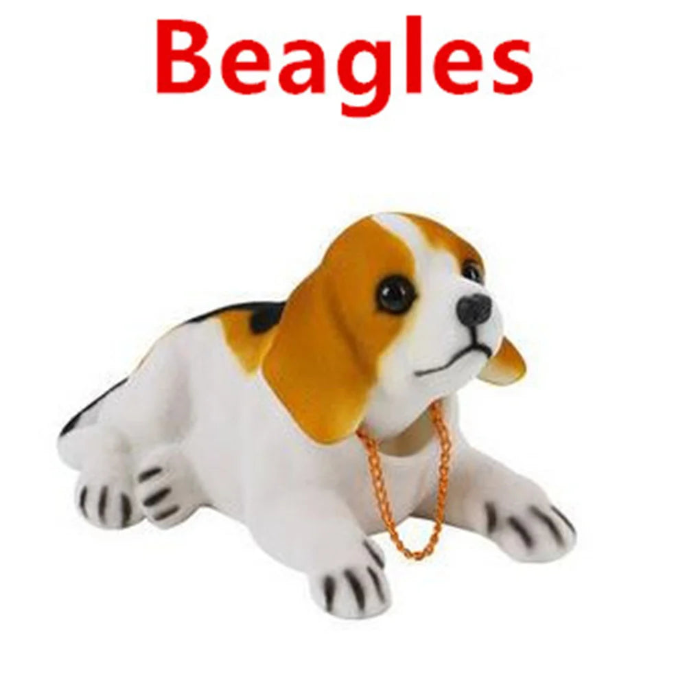 Car Ornament Nodding Dog Creative Shaking Head Puppy Dog Car Dashboard Doll Bobblehead Dog Toy Lucky Gold Chain Rocking Head Dog