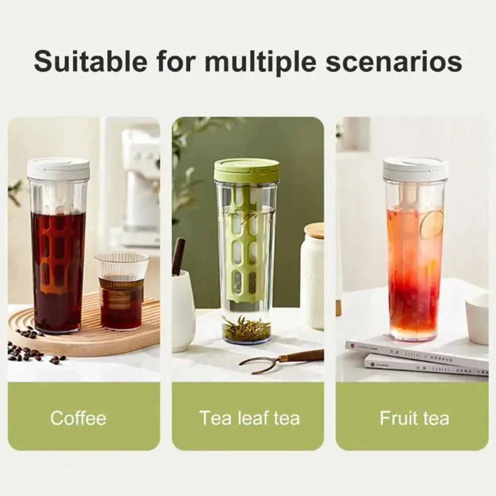 1L Manual Cold Brew Maker Refrigerator Cold Water Kettle With Filter Portable Coffee Pot Fruit Tea Moka Pot Coffeeware Teaware