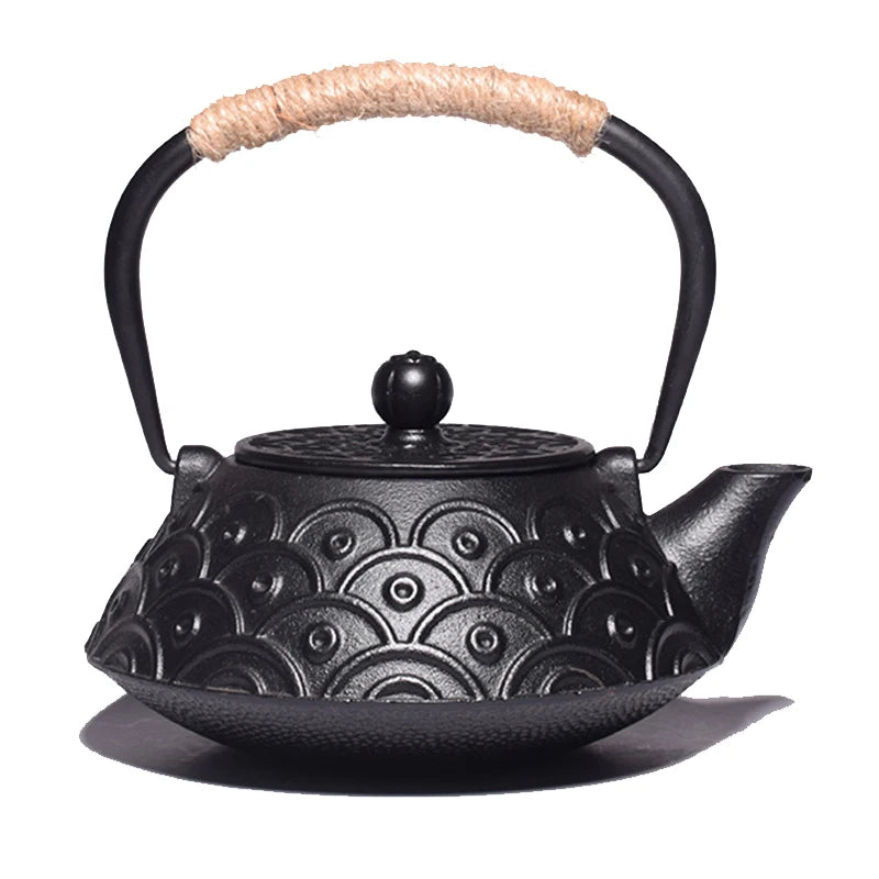 900ML Japanese Style Cast Iron Teapot With Stainless Steel Infuser Strainer Plum Blossom Cast Iron Tea Kettle for Boiling Water