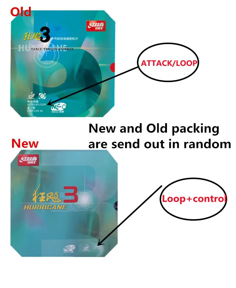 DHS NEO Hurricane 3 ( Loop+Control ) Pips-In Table Tennis (PingPong) Rubber With Sponge 2.15mm 2.2mm