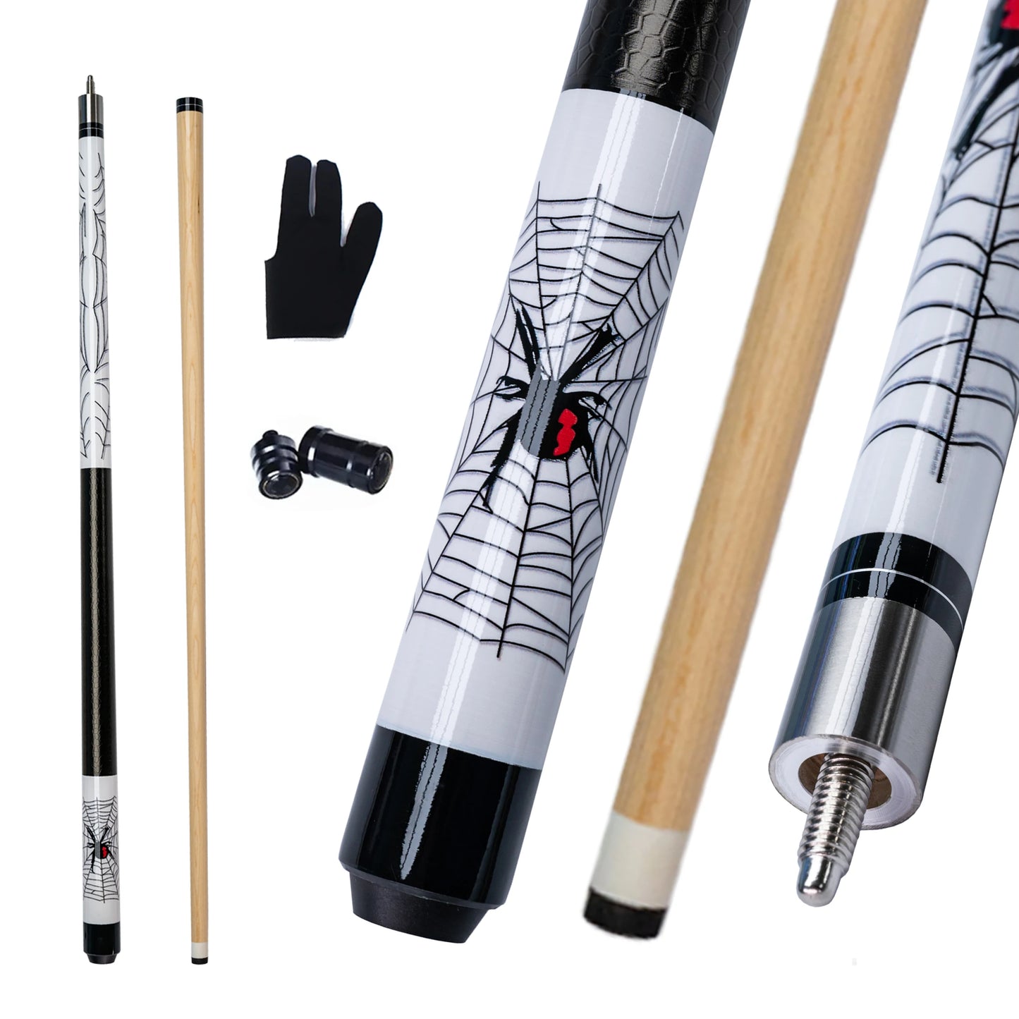 High Quality Wood Poison Spider Pool Cue Stick With 13mm Tip and Leather Anti Slip Grip Handle Ideal for Billiards Pool Cue Club