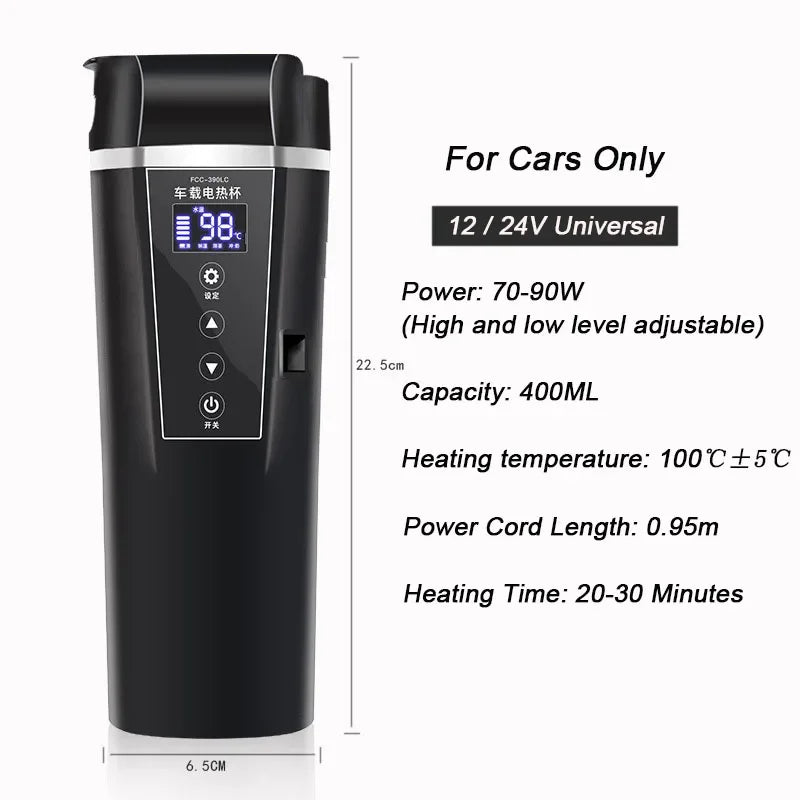 Intelligent Car Home Electric Kettle Thermos Bottle Tea Milk Temperature Adjustable 12V 24V 220V Travelling Water Heating Cup